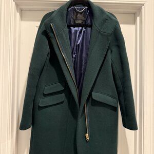 J. Crew Forest Green Cocoon Coat - Italian Stadium Cloth Wool sz 10 - Classic
